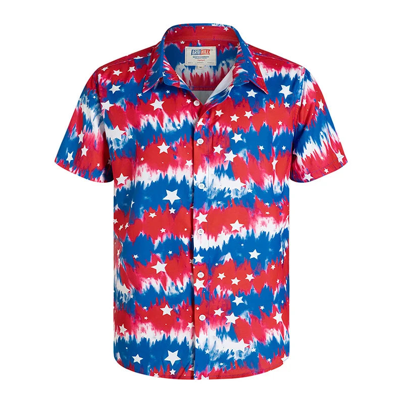 America Flag Graphic Shirts for Men Clothing 3D Printed Hawaiian Beach Shirts Short Sleeve y2k Tops Vintage Clothes Lapel Blouse