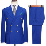 Fashion New Men's Leisure Boutique Business Banquet Solid Color Wedding Double Breasted Slim Fit Suit Blazers Jacket Pants