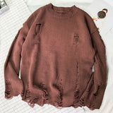 Spring Popular Ulzzang Hole Sweater Men's Bf Style Line Clothes Korean Version Couple Top Jacket Casual Scene Crew Neck