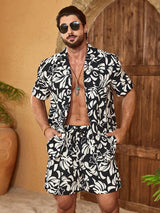 Men's Short-sleeved Shirt And Beach Shorts Set Hawaiian Vacation Men's Casual Shirt Summer Stylish And Comfortable Men's Shorts