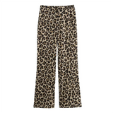 Women's Fashion and Casual Versatile Animal Print Straight Leg Pants Decorated Street Trousers Women's Slim Fit Zipper Trousers