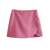 TRAF Women Fashion Pareo Style Shorts Skirts Vintage High Waist Side Zipper Female Skort Mujer