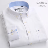 New Oxford woven men's shirt long sleeve striped fashion print casual business social breathable no-iron buckle collar