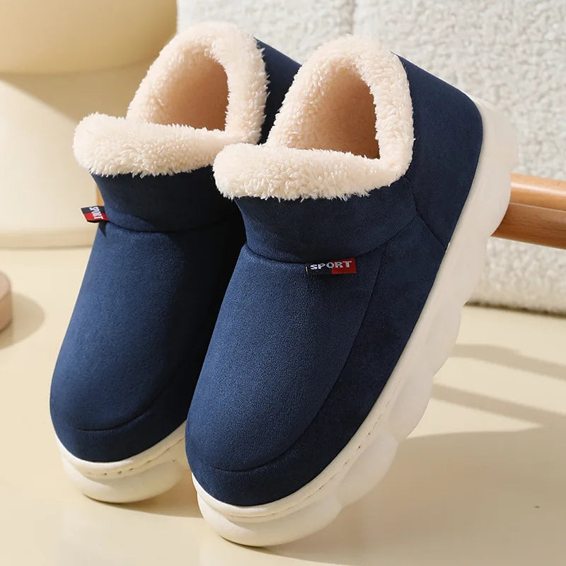 Kidmi Winter Women Shoes Casual House Shoes For Men Outdoor Warm Cotton Shoes For Women Indoor Plush Padded Slippers Female