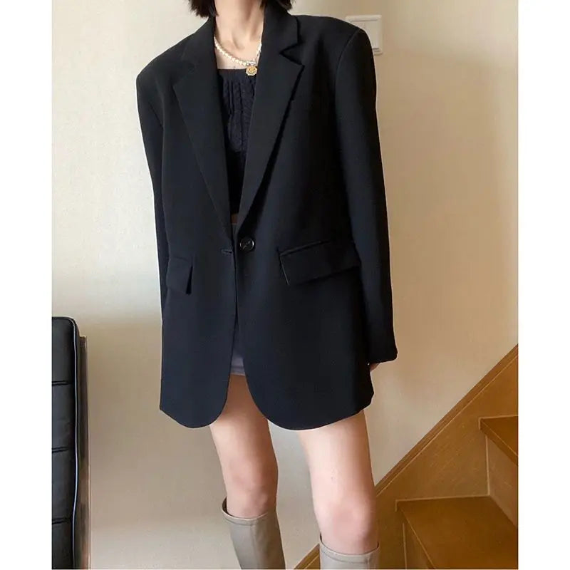 Oversize Luxury Black Blazer Women Spring Autumn Coat High-end Loose Casual Long Sleeve Design Suits Chic Blazer Mujer New