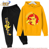 Pikachu children's fleece hoodie set yellow sports sweatshirt pants two-piece suit for boys and girls