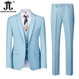 ( Jacket + Vest + Pants ) Boutique Solid Color Men's Official Business Suit Bride's Wedding Dress Party Male Suit