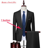 ( Jacket + Vest+Pants ) High-end Brand Formal Business Mens Suit Three-piece Groom Wedding Dress Solid Color Suit