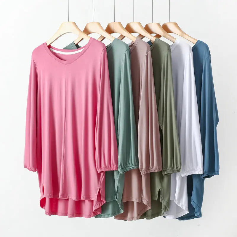 V-Neck Plus size Tshirt for women Summer Loose T-shirts Modal Bottoming Tee Tops XL to 8XL Solid color Casual Tees