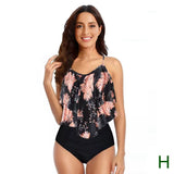 8 Colors Women Ruffled Tankini Set Padded Top With Adjustable Shoulder Straps Elastic Slim Knitted High Waisted Beachwear