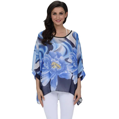 Blouse Plus Size New Batwing Casual Summer Blouse Women Boho Chiffon Shirt Top Shirt Women