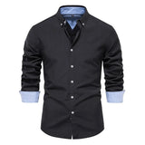 AIOPESON New Spring Cotton Blend Men's Oxford Shirt Long Sleeve Button Down Social Buinesss Casual Shirts for Men