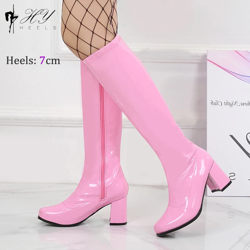 Costumes 60s 70s Go Go Boot Retro1960s Ladies Women's Knee-High Boots Fancy Dress Gogo Party Dance Gothic Shoes