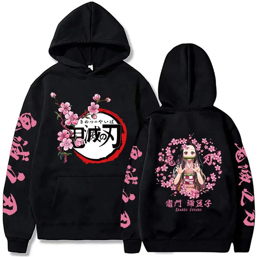 Harajuku Demon Slayer Plus Size Hoodie Kamado Nezuko Graphic Print Women Sweatshirts Long Sleeve Fashion Female Streetwear