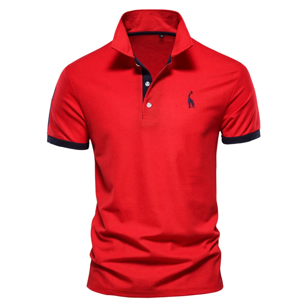 Polo Giraffe Shirt Men Quality Embroidery Summer Short Sleeve Polo Casual Business Social Mens Polos BR Size