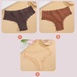 3PCS Lace Seamless Cotton Panties Ribbed Brazilian Pants Low Waist Women Panties Breathable Girls Underwear Plus Size Lingerie