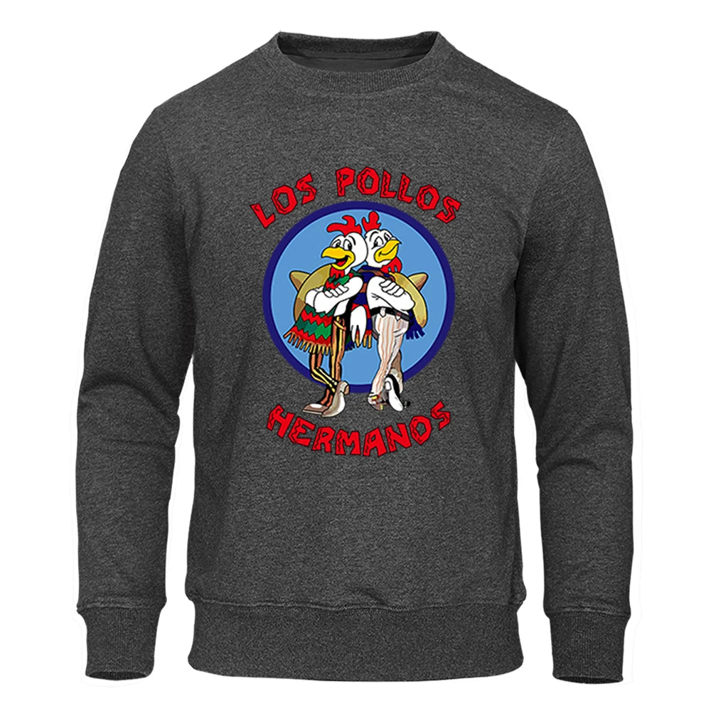 LOS POLLOS Hermanos Men's Hoodies Loose Pullover Letter Print Male Sweatshirts Chicken Brothers Pullovers Warm Breathable Hoody