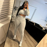 Autumn Women 2 Piece Set Casual Tracksuit Zipper Thin Drawstring Jacket+Leggings Matching Streetwear Sporty Suit