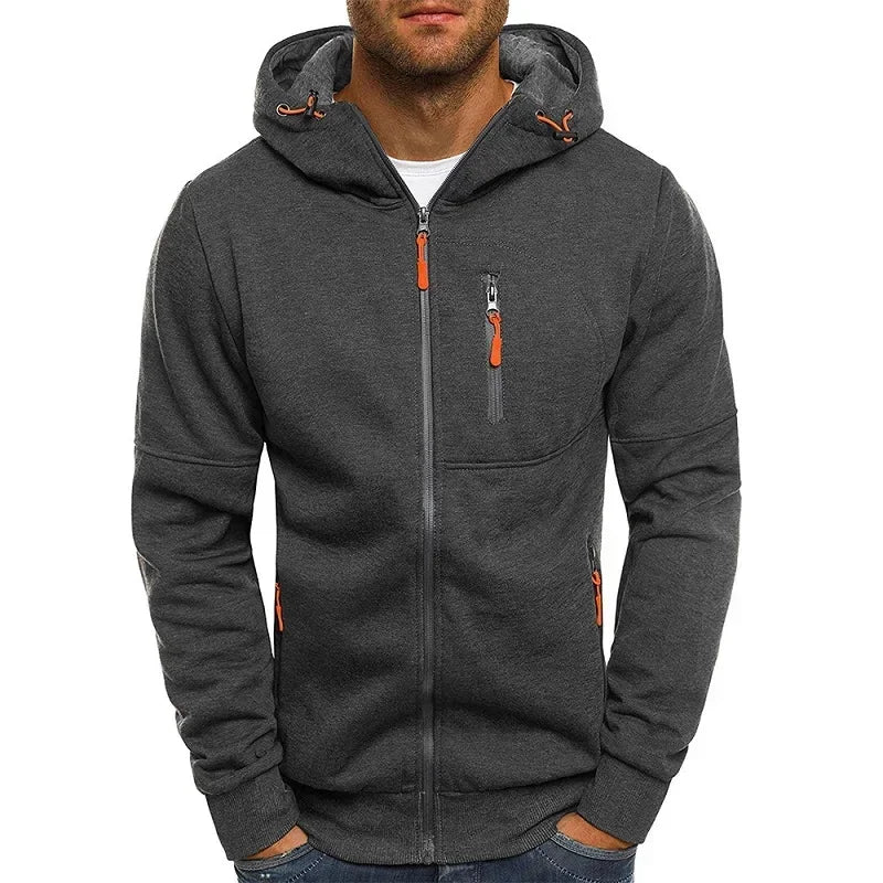 Men's Hoodies Long Sleeve Sweatshirt Zipper Design Hooded Sweatshirt for Men Clothing Sportswear Slim Fit Casual Jacket