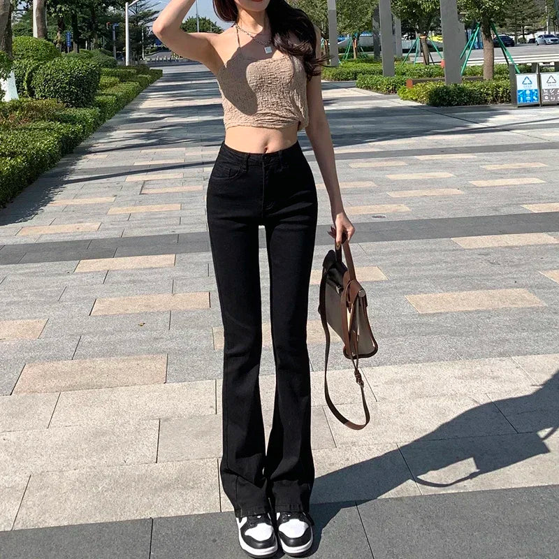 ZOENOVA Women White Vintage Flare Jeans England Style High Street Women's Pants High Waist Denim Trend pantalones de mujer