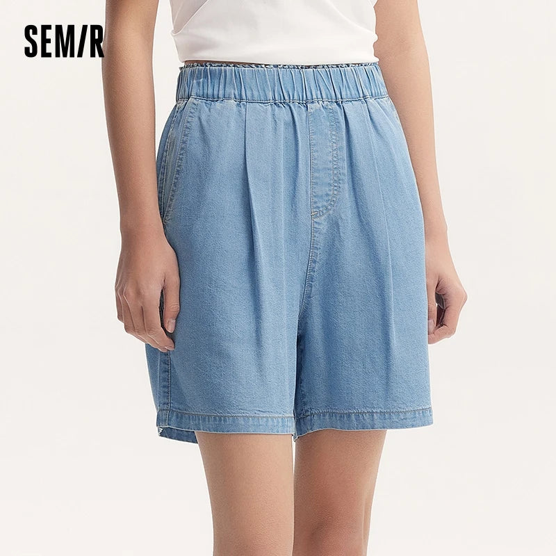 Semir Jeans Women Loose-Fit Simple And Versatile Casual Style Summer New Arrival Elastic Waistband Soft Denim Shorts