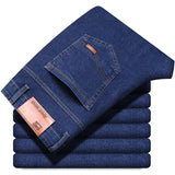 NEW Men's Fashion Business Jeans Classic Style Casual Stretch Slim Jean Pants Male Brand Denim Trousers Black Blue