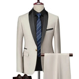 Men's Lapel Collar 3 Piece Suit Set Coat Vest Trousers / Business Groomsmen Groom Wedding Dress Blazer Jacket Pants Waistcoat