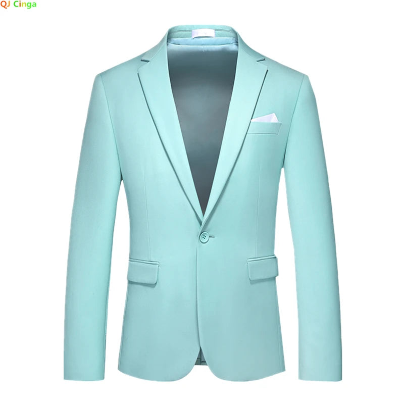 Bright Green Men's Suit Jacket, Stylish Slim Blazer, Wedding Party Dress Coat Suitable for All Seasons Asian