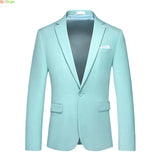 Bright Green Men's Suit Jacket, Stylish Slim Blazer, Wedding Party Dress Coat Suitable for All Seasons Asian