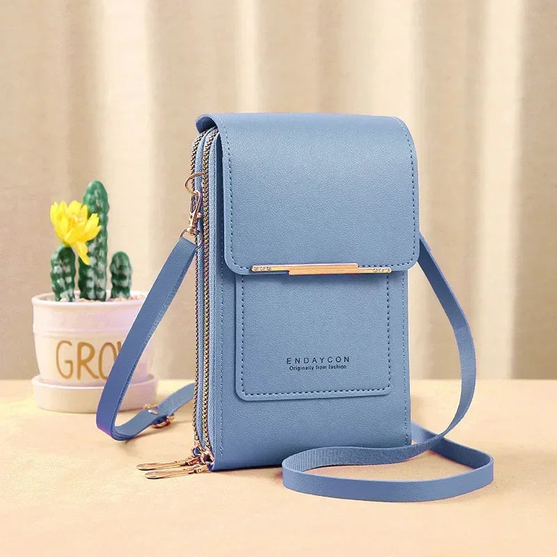 Women Crossbody Shoulder Bags Wallets Touch Screen Cell Phone Purse Soft Leather Strap Handbag for Samsung IPhone Xiaomi Huawei