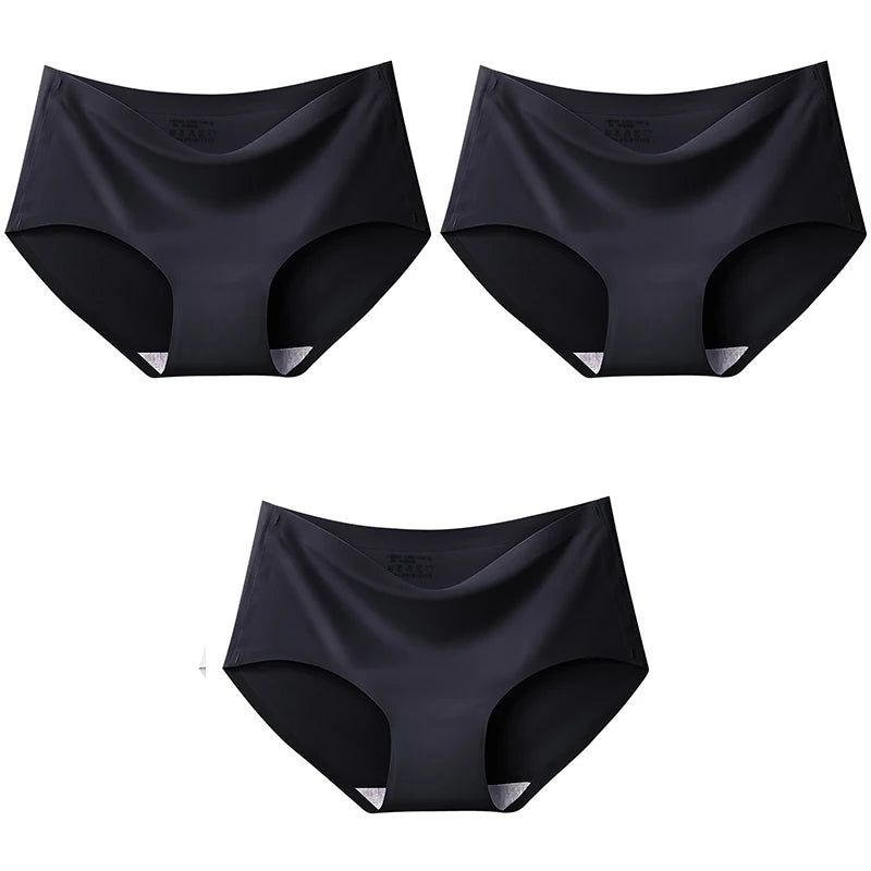 AOTOLK 3Pcs/Set Large Size XXL Seamless Women Panties Mid-waist Briefs Female Breathable Underwear Ice silk Crotch Lingerie