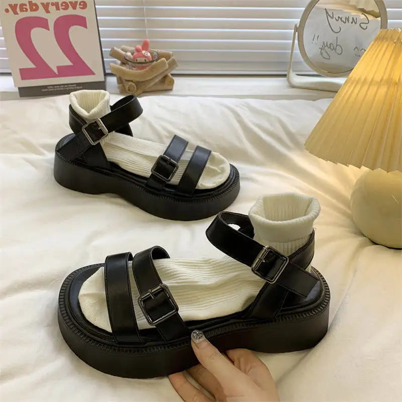 Summer Causal Ladies Flat shoes woman Flat Platform Sandals Women Open Toe Gladiator wedges Women Shoes sandals