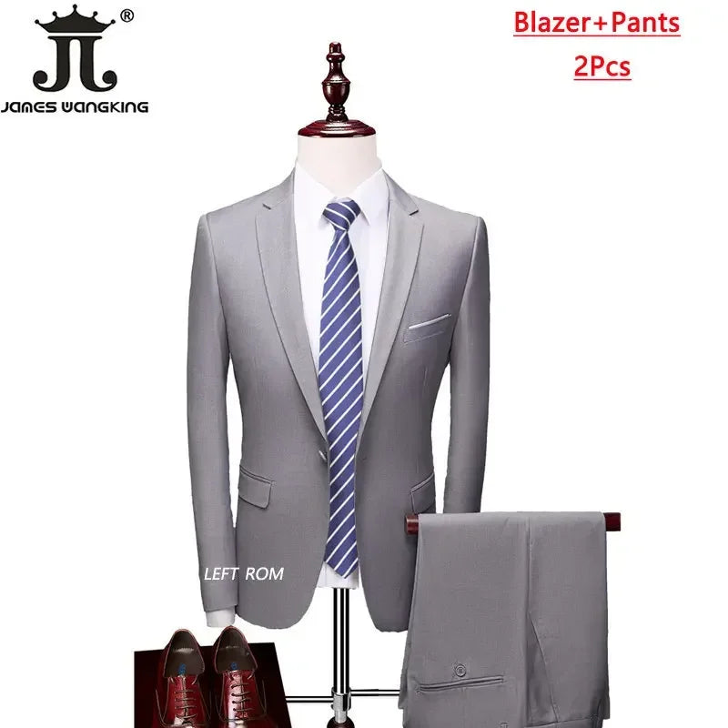 ( Jacket+Vest+Pants ) Formal Business Office Men's Suits Groom Wedding Dress Party Dress Solid colour Suit