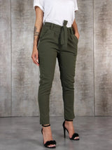 Spring Summer Autumn Casual Slim Chiffon Thin Pants For Women High Waist Black Khaki Green Pants Woman Trousers