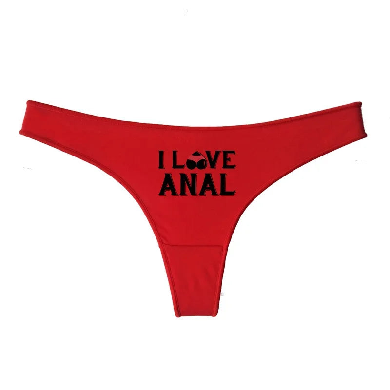 I LOVE ANAL Female Lingerie Girls G String Red Cotton Underwear for Womens Soft Seamless Invisible Breathable Sport Underpant