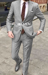 Men's Suit   Handsome Casual 2 Piece Suit For Men Wedding Tuxedos Notched Lapel Groomsmen  Business  Prom Blazer