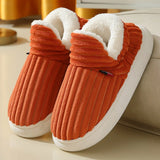 Fashion Couple Winter Warm Plush Slippers Thick Sole Non Slip Casual Cotton Shoes Woman Corduroy Soft Indoor Home Slippers