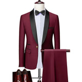 Men's Lapel Collar 3 Piece Suit Set Coat Vest Trousers / Business Groomsmen Groom Wedding Dress Blazer Jacket Pants Waistcoat