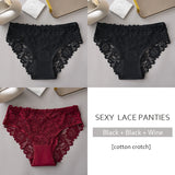 3PCS/Set Luxury Floral Embroidery Lace Panties Women Briefs Sexy Hollow Lingerie Female Underwear Ladies Breathable Underpants