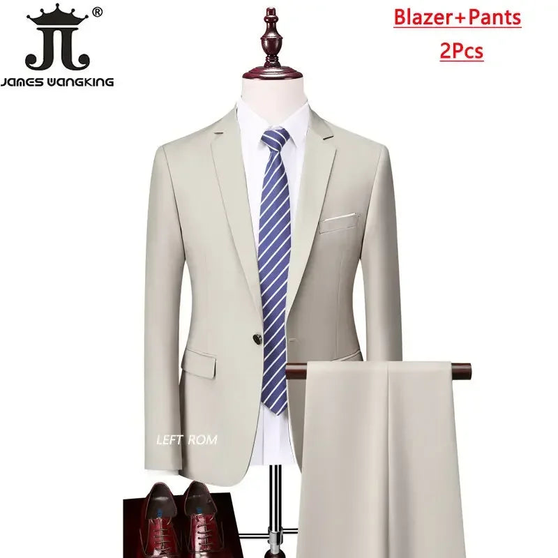 ( Jacket+Vest+Pants ) Formal Business Office Men's Suits Groom Wedding Dress Party Dress Solid colour Suit