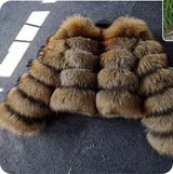 Faux Fox Fur Coat Women Winter Long Sleeve Luxury Raccoon Fur Jackets Thick Top Female Furry Coat Fluffy Synthetic Top Outwear