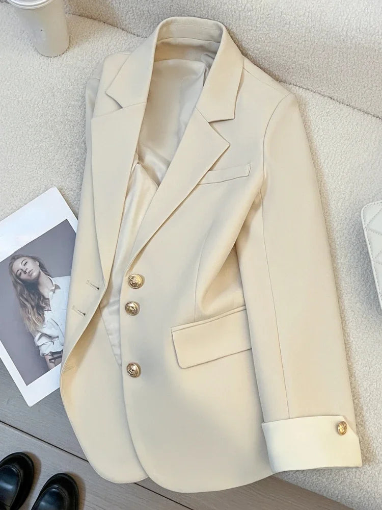 New Fashion 2024 Women Design Sense Niche Loose Milk White Blazer Jacket Spring Female Korean Commuting Splicing Suit Tops Coat