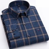 Pure Cotton Men's Plaid Shirt Long Sleeve Regular Fit Men Casual Oversized Shirt Leisure Autumn Male Blouse New Plus Size