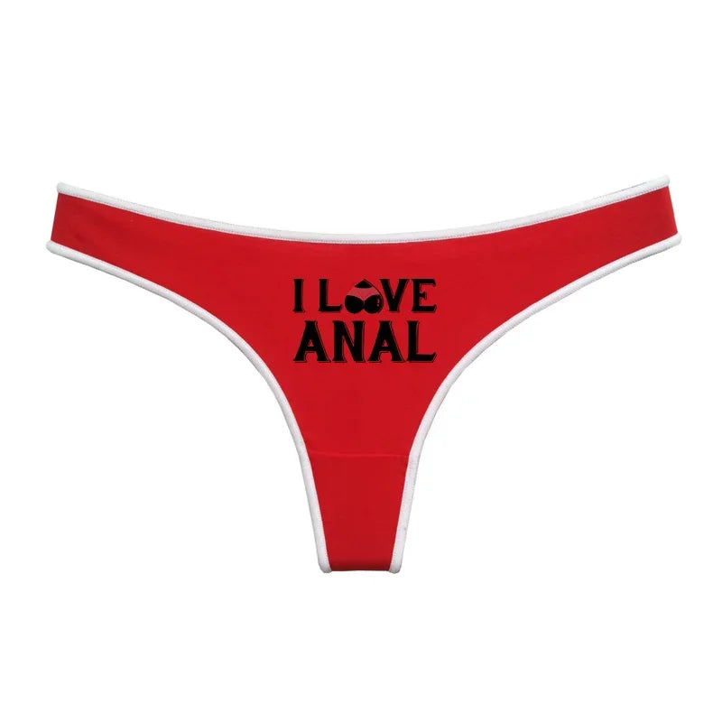 I LOVE ANAL Female Lingerie Girls G String Red Cotton Underwear for Womens Soft Seamless Invisible Breathable Sport Underpant