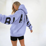 Letter Print Hoodies Women Fashion Long Sleeves Loose Hood Shirt High Street Winter Autumn Female Sweatshirts Casual Y2K Clothes