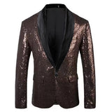 Shiny Gold Sequin Glitter Embellished Blazer Jacket Men Nightclub Prom Suit Coats Mens Costume Homme Stage Clothes For singers