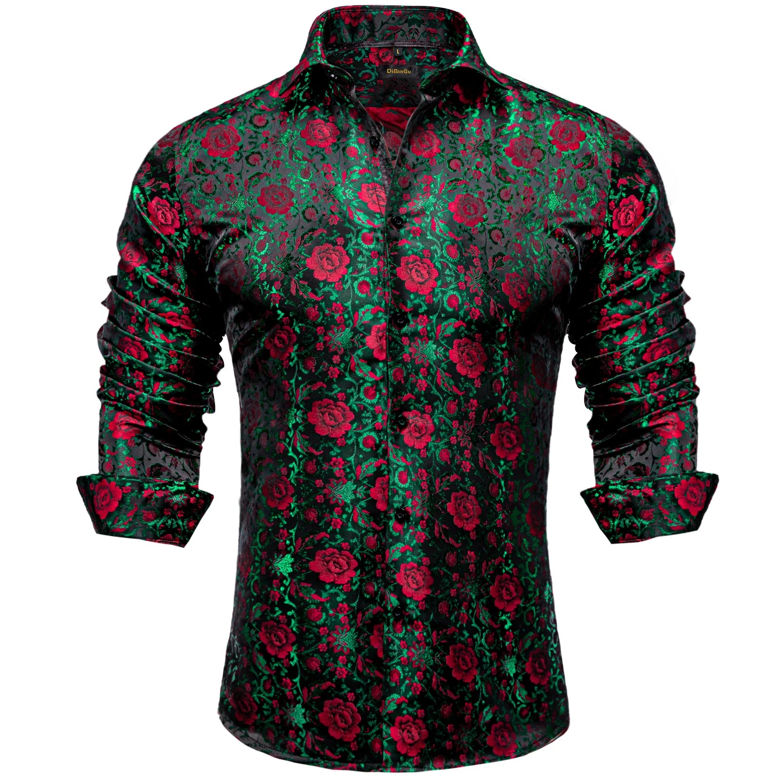 Men's Long Sleeve Black Paisley Silk Dress Shirts Casual Tuxedo Social Shirt Luxury Designer Men Clothing