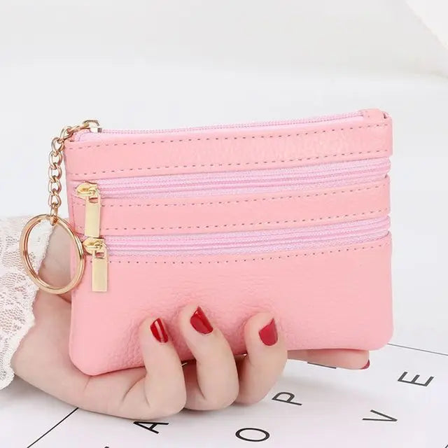 Fashion Women Wallet Clutch Three Zip Female Short Small Coin Purse New Brand Design Soft Mini Card Holder Wallet Money Bag