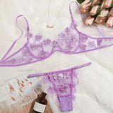 Sexy Flowers Embroidery Bralette Lace Bra Bustier Lingerie Sexy Lingerie For Fine Women Fantasy Transparent Intimate Set