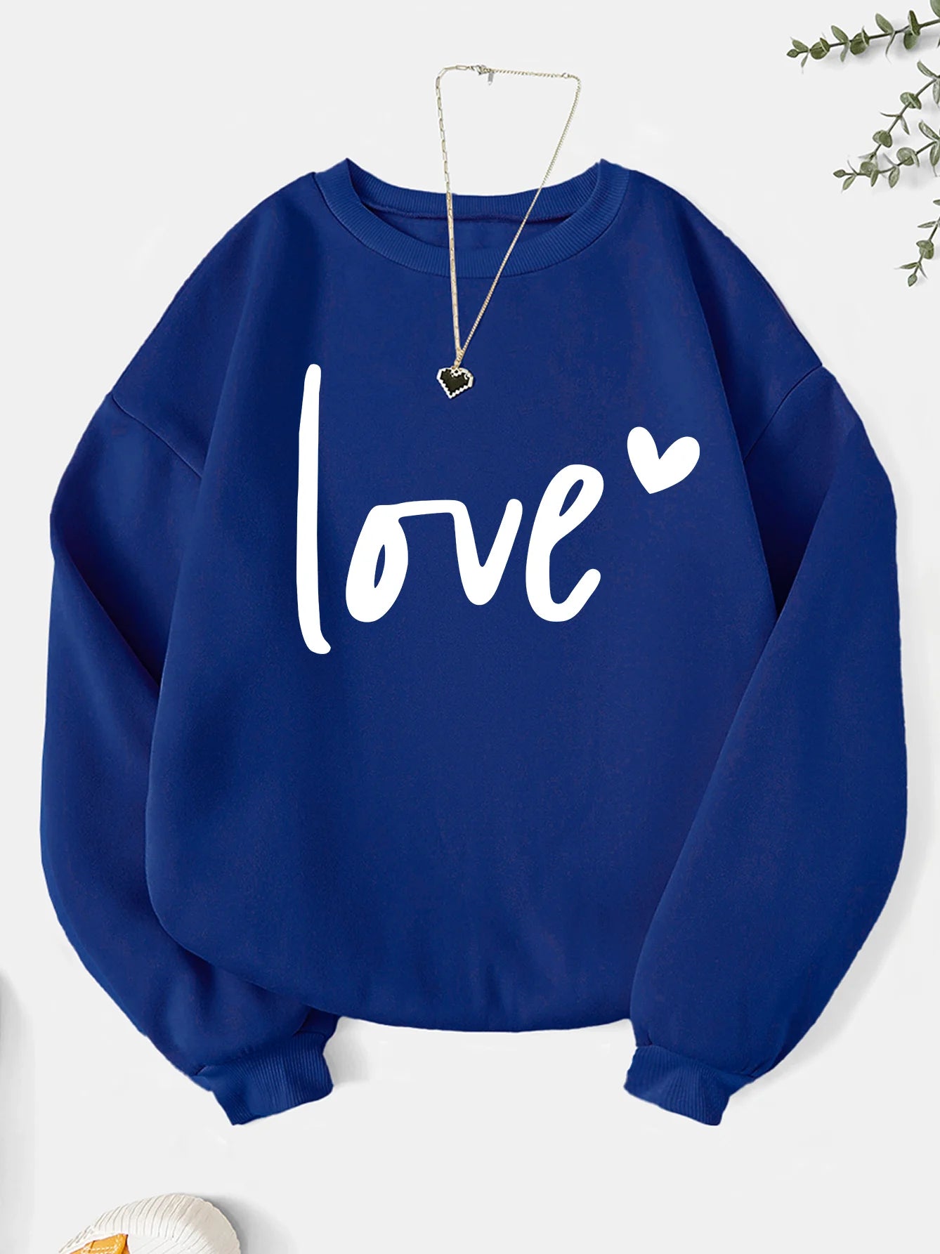 Fashion letter print sweatshirt crew neck casual sweatshirt for winter & fall women's clothing